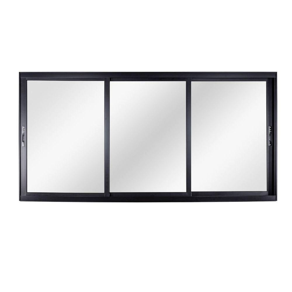 Janela de Alumínio de Correr 120x200x10cm 3 Folhas Móveis Vidro Liso Topsul Esquadrisul