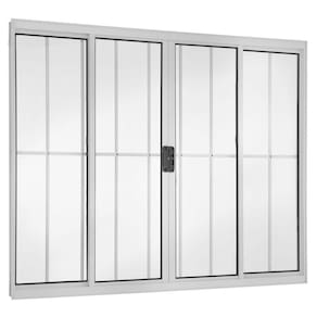 Janela de Correr 4 Folhas com Grade Central Branco 100x200cm Ecosul Esquadrisul