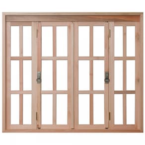 Janela de Madeira Pantográfica 120x200cm Com Caixilho 9,4cm EWK 396 Rondosul Marroml