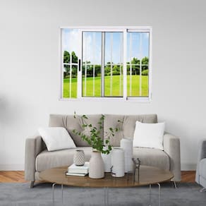 Janela Vitrô de Alumínio 2 Folhas 100 x 150cm Linha 25 com Grade Esquadrias Bergame Branco