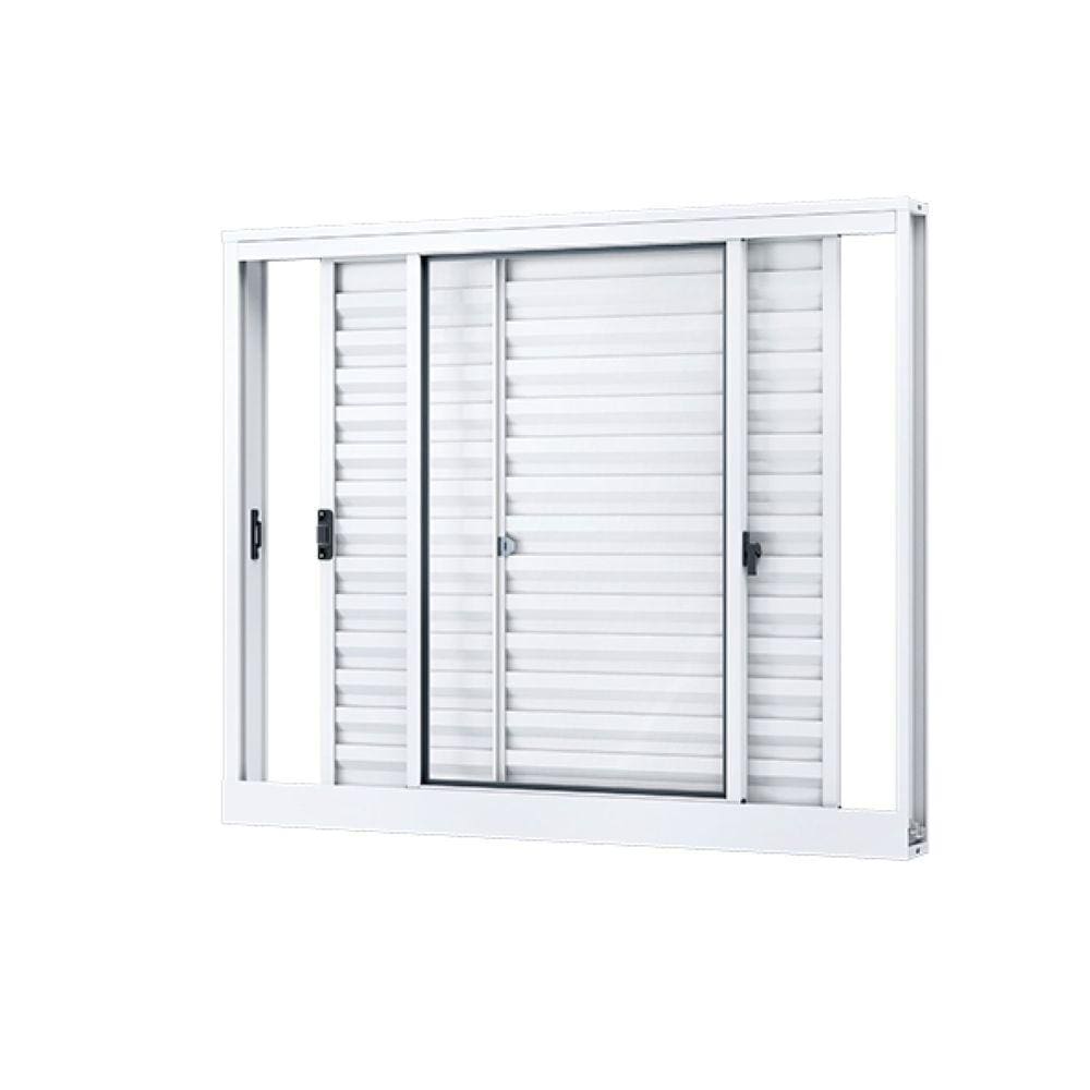 Janela de Alumínio Veneziana de Correr Lateral 3 Folhas Móveis 100x150cm Riobras Branco