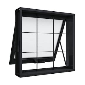 Janela de Aço Maxim-Ar com Grade Quadrada 60x80cm Aço Pronto Riobras Preto