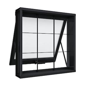 Janela de Aço Maxim-Ar com Grade Quadrada 50x50cm Aço Pronto Riobras Preto