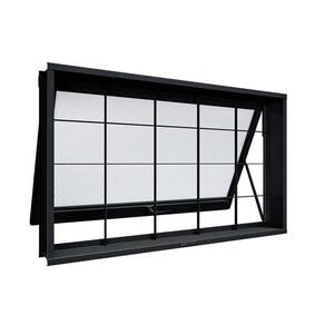 Janela de Aço Maximo Ar com Grade Quadrada 60x80x12cm Facilitá Lucasa Preto