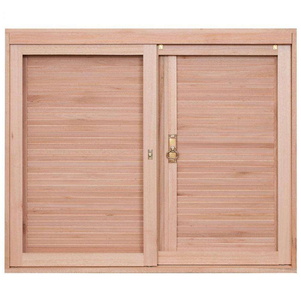 Janela de Madeira Veneziana 100x120cm Com Caixilho 12cm EWK 200 Rondosul Marroml
