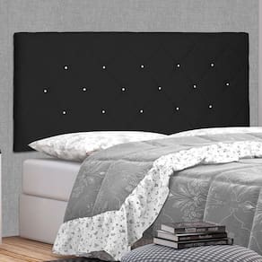Cabeceira Suspensa Casal 140cm Suede Tânia Spezzia Preto