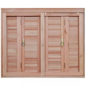 Janela de Madeira Veneziana 120x120cm Com Caixilho 12cm  EWK 260 Rondosul Marroml