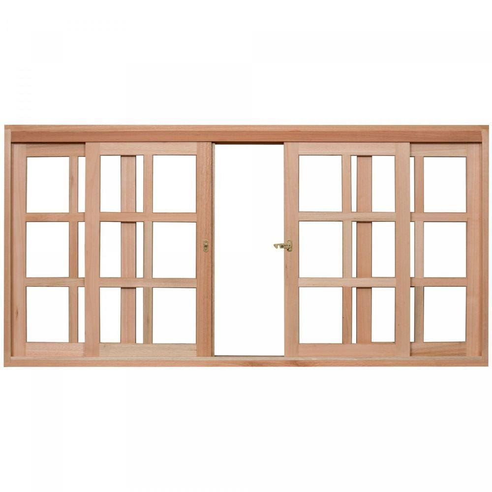 Janela de Madeira de Correr 100x150cm Com Caixilho 9,4cm EWK 394 Rondosul Marroml