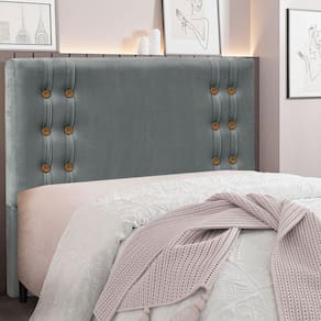Cabeceira King 195cm Veludo Genova Spezzia Cinza