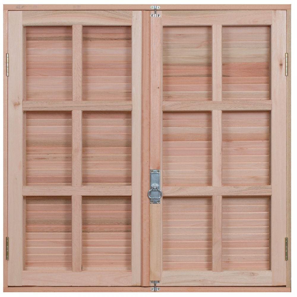 Janela de Madeira Veneziana 100x80cm Com Caixilho 8,5cm EWK 150 Rondosul Marroml