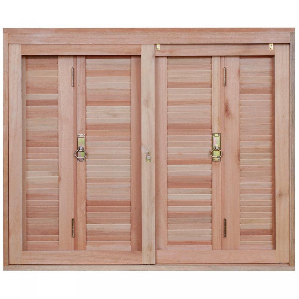 Janela de Madeira Veneziana 120x140cm Com Caixilho 12cm EWK 260 Rondosul Marroml