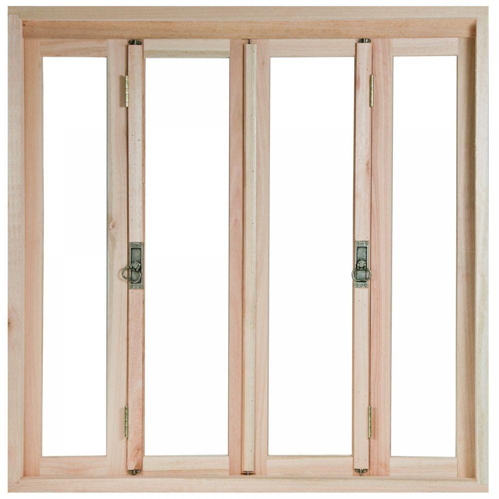 Janela de Madeira Pantográfica 100x150cm Com Caixilho 9,4cm EWK 386 Rondosul Marroml