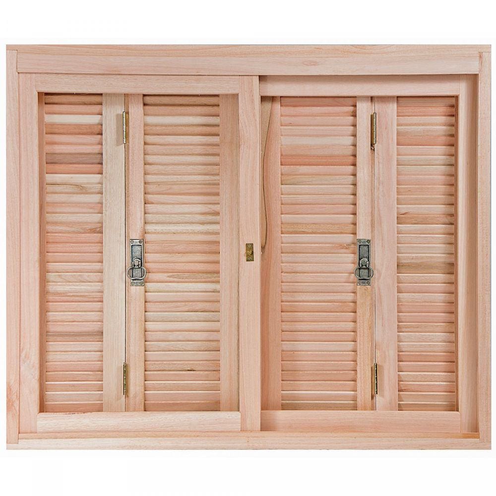 Janela de Madeira Pantográfica 120x200cm Com Caixilho 14cm EWK 360 Rondosul Marroml
