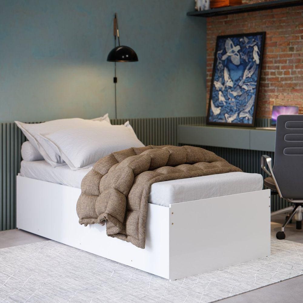 Cama Solteiro 188x88cm 3 em 1 Matrix Branco