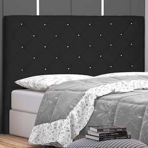 Cabeceira King Size 195cm em Suede Tânia Spezzia Preto