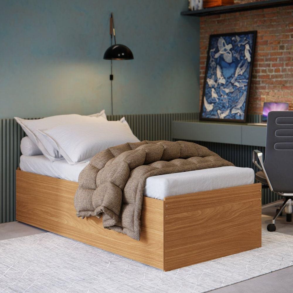 Cama Solteiro 188x88cm 3 em 1 Matrix Marrom