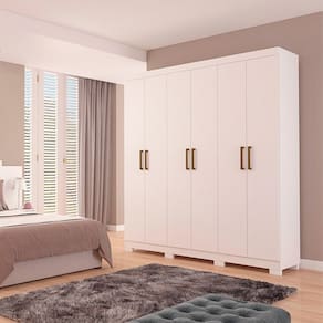 Guarda-Roupa Casal 6 Portas 2 Gavetas Internas 180cm 100% MDF Milena