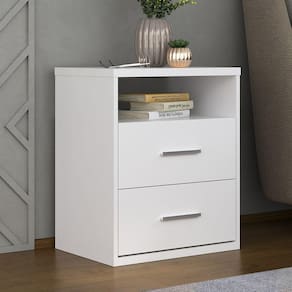 Mesa de Cabeceira 2 Gavetas 8807 Foscarini Branco
