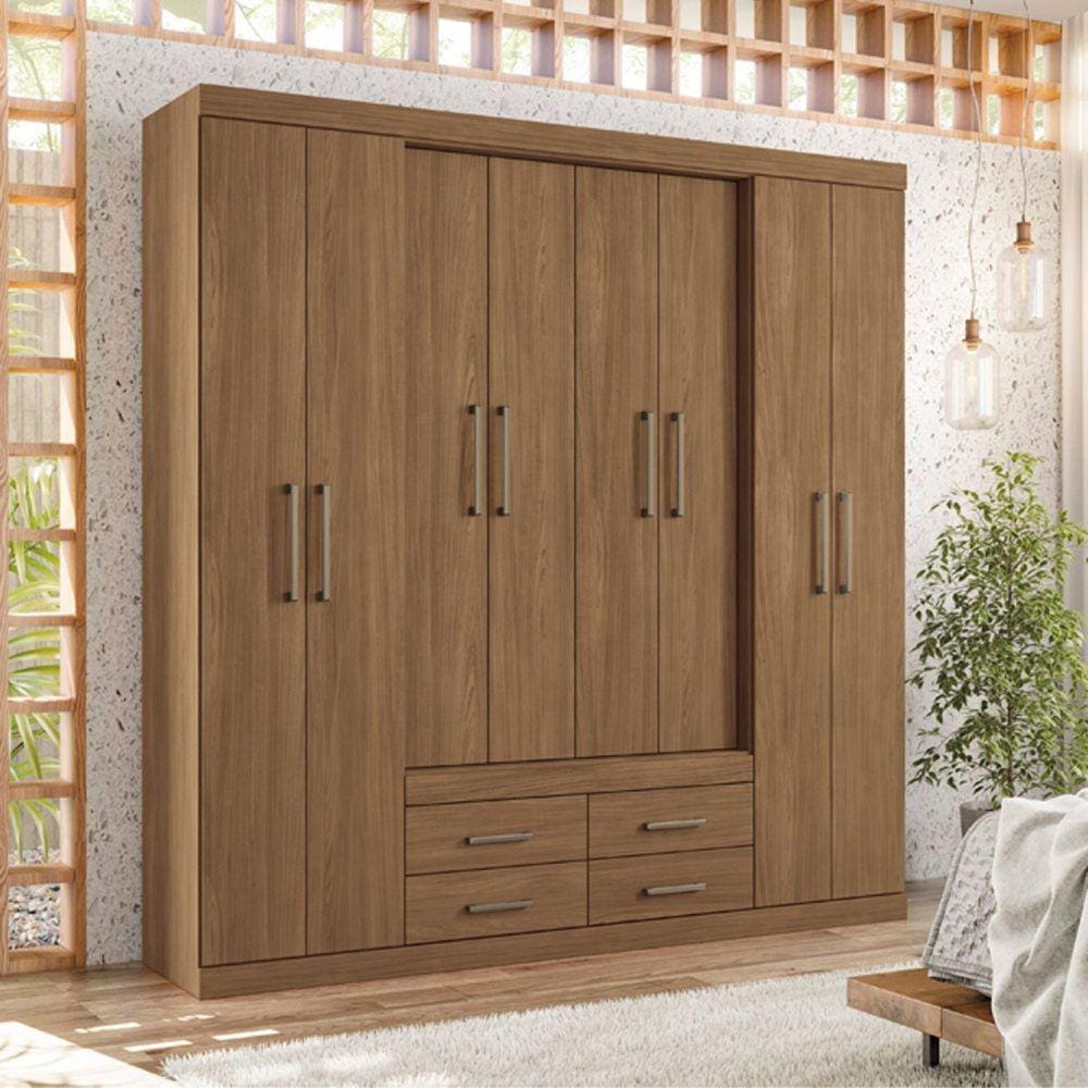 Guarda-roupa Casal 8 Portas 4 Gavetas Nápoles Jatoba
