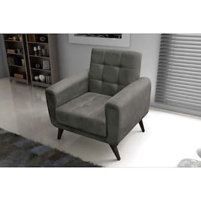 Poltrona para Sala de Estar em Veludo Lívia Matrix Cinza