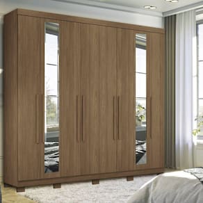 Guarda-roupa 8 Portas 4 Gavetas Master New com Espelho e Pés Jatoba