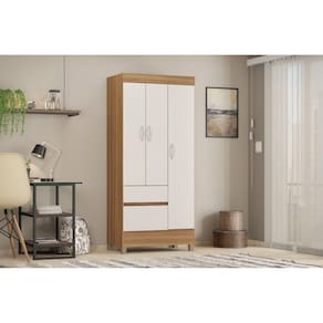 Guarda Roupa Solteiro 3 Portas 2 Gavetas 3 Prateleiras Wind Demobile Amendola Touch/Off White