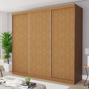 Guarda-roupa Casal 3 Portas 4 Gavetas de Correr Itália Espresso Móveis Carvalho