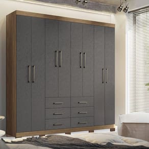 Guarda-roupa Casal 8 Portas 6 Gavetas Liverpool com Pés Jatobá/Grafite