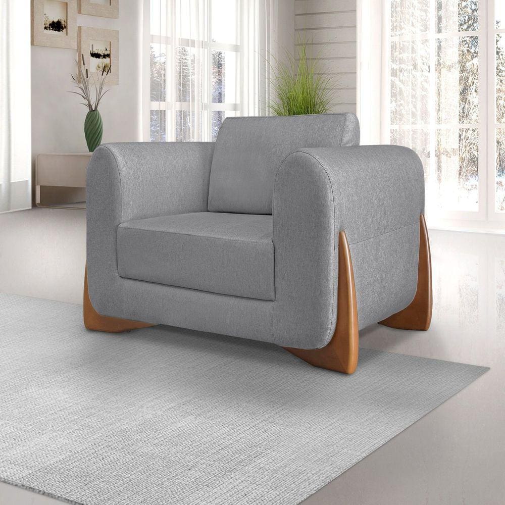 Poltrona Djon Linho Spezzia Decor Cinza