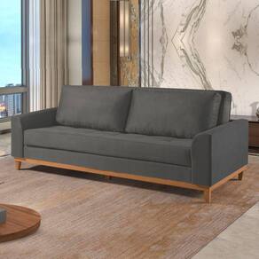 Sofá Cama Living 223cm M157 Martins Estofados Veludo Cinza Escuro