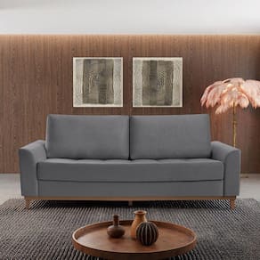Sofá Cama 3 Lugares 224cm Alegra Estofart Cinza