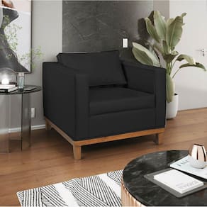 Poltrona Decorativa Sintético Esper Preto