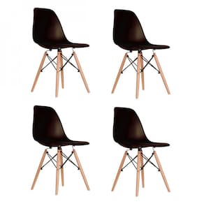 Conjunto de 4 Cadeiras Pp Base Madeira Eames Dsw-m Preto