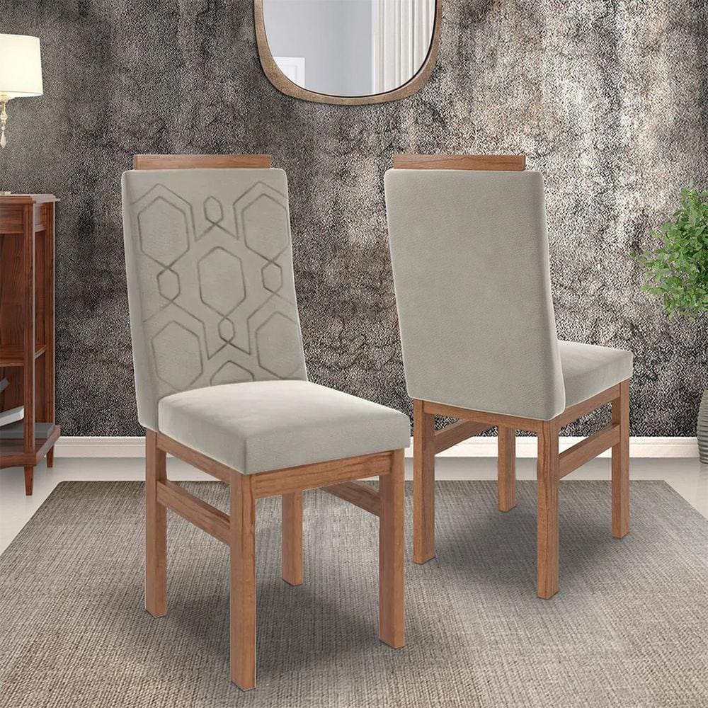 Conjunto 2 Cadeiras em Madeira Maciça Móveis Zamarchi Canela/Joli Creme