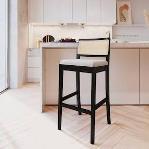 Banqueta com Encosto e Apoio para Pés Tiê CabeCasa MadeiraMadeira Preto/Off White
