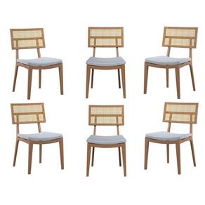 Conjunto 6 Cadeiras Esparta Casa Contemporânea Castanho/Cinza
