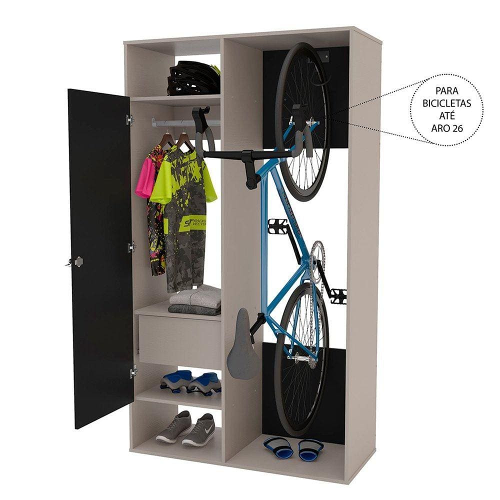 Armário Multiuso 1 Porta 1 Gaveta e Suporte para Bicicleta | Casas