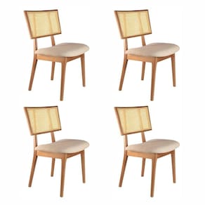 Conjunto com 4 Cadeiras 88x57x46cm Livia Champagne