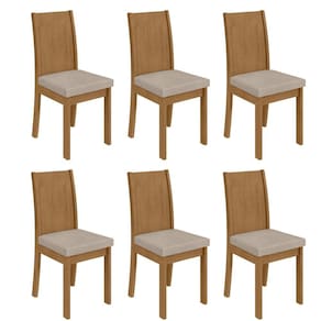 Conjunto 6 Cadeiras Athenas Móveis Lopas Amêndoa Clean/Veludo Marromle Creme