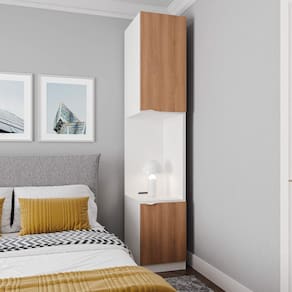 Mesa de Cabeceira Modular Direita 2 Portas 1 Gaveta Hera CabeCasa MadeiraMadeira Branco Geada/Louro