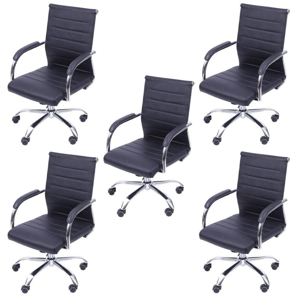 Kit 5 Cadeiras para Escritório Diretor Esteirinha Florença 3322 Or Design Preto
