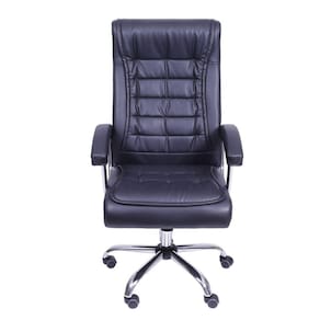 Cadeira para Escritório Presidente com Mola Ensacada Estofada em Sintético Oslo 3321 Or Design Preto/Cromado