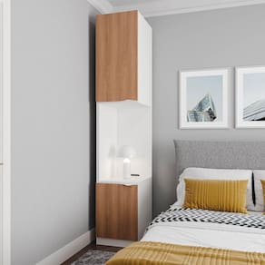 Mesa de Cabeceira Modular Esquerda 2 Portas 1 Gaveta Hera CabeCasa MadeiraMadeira Branco Geada/Louro