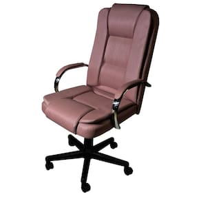 Cadeira de Escritório Presidente em Sintético Base Preta Euro Ergo Decor Rose