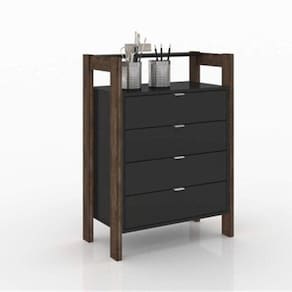 Gaveteiro 4 Gavetas Az1012 Tecno Mobili Preto/Nogal