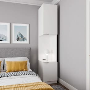 Mesa de Cabeceira Modular Direita 2 Portas 1 Gaveta Hera CabeCasa MadeiraMadeira Branco Geada