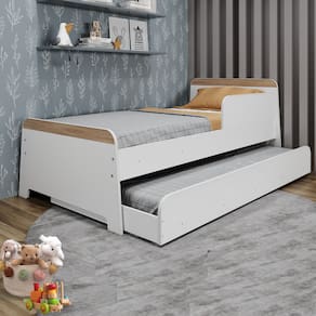 Bicama Infantil com Proteção Lateral Lorenza Movelbras Branco/Aveiro