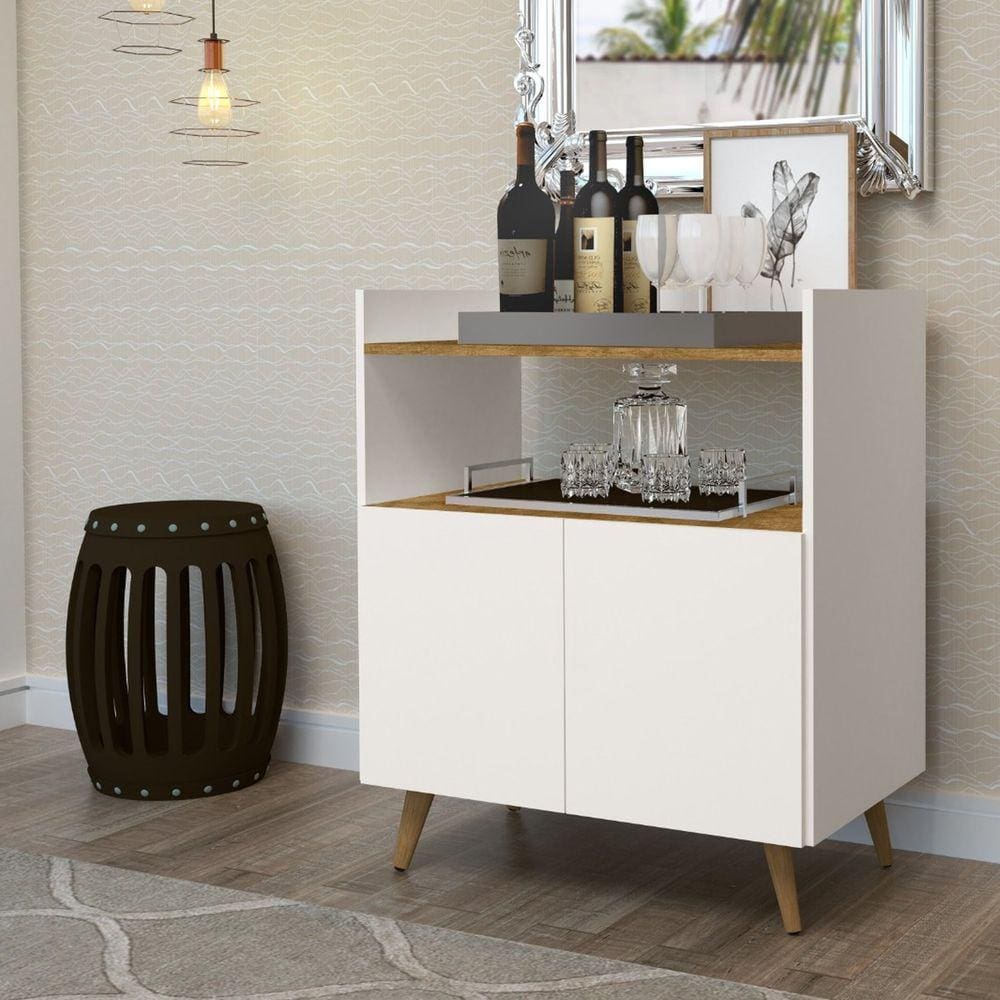 Buffet 2 Portas 1 Nicho 1 Prateleira Suíça J&A Móveis Off White/Marrom