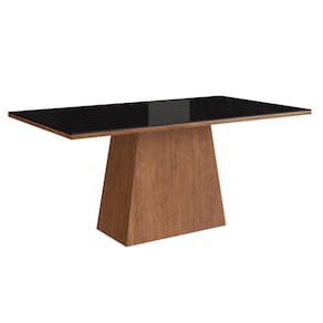 Mesa para Sala de Jantar 160x90cm com Vidro Lapidado Móveis Zamarchi Canela/Preto
