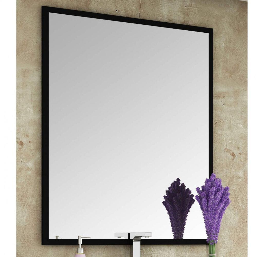 Espelheira para Banheiro 80cm Urban Pietra Móveis Bosi Preto/Preto Brilho